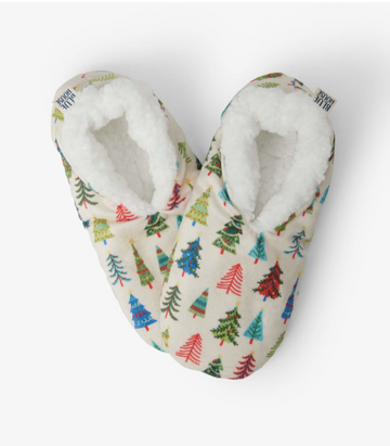 Little Blue House Christmas trees Women warm & cozy slippers
